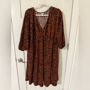 Ava & Viv Brown and Black Long Sleeve Dress